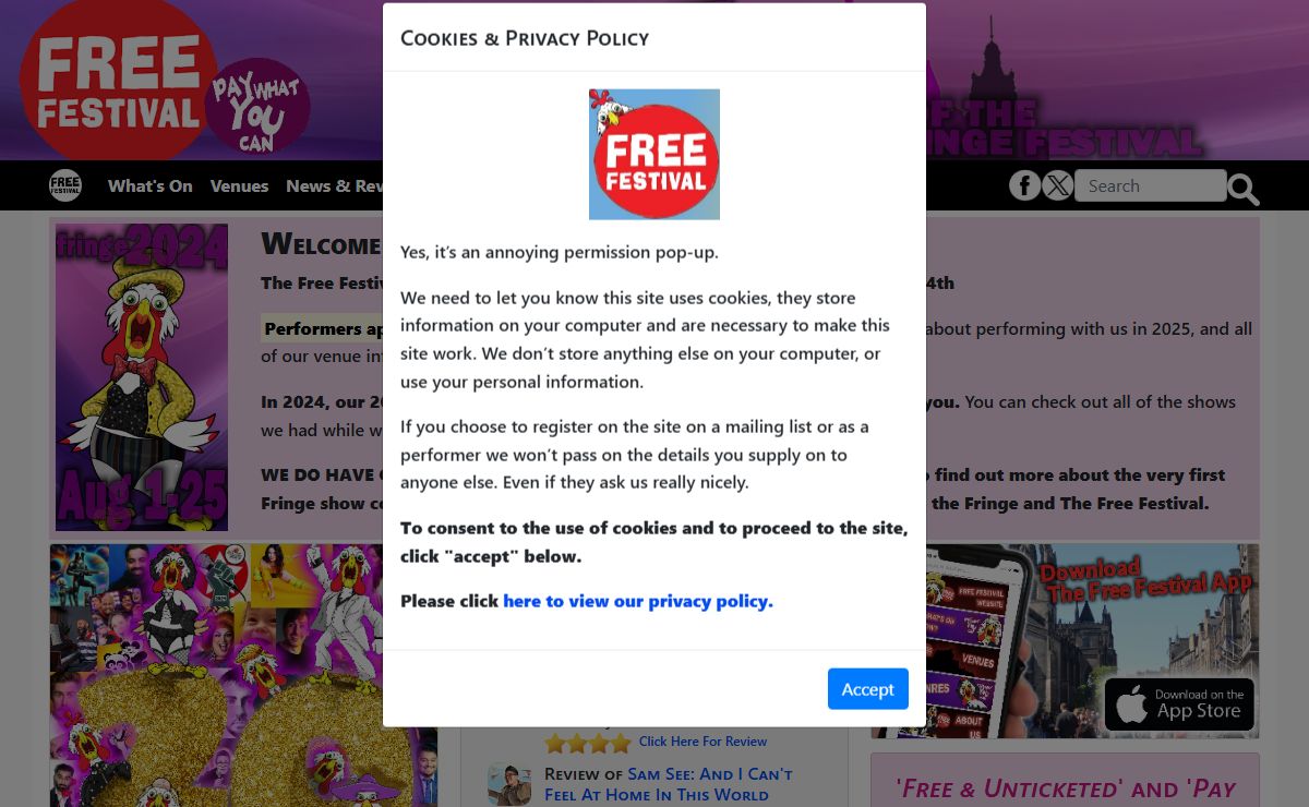 The Free Edinburgh Fringe Festival 2024: Free Comedy, Theatre, Cabaret and much more every August