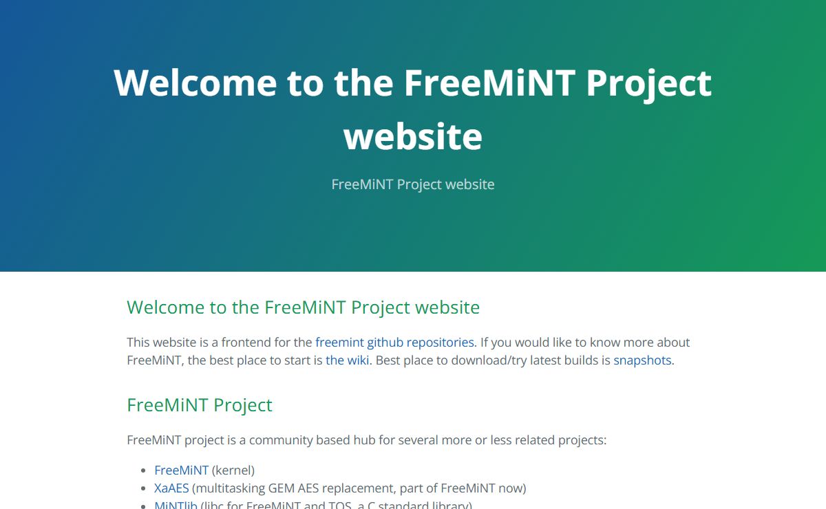 Welcome to the FreeMiNT Project website | FreeMiNT