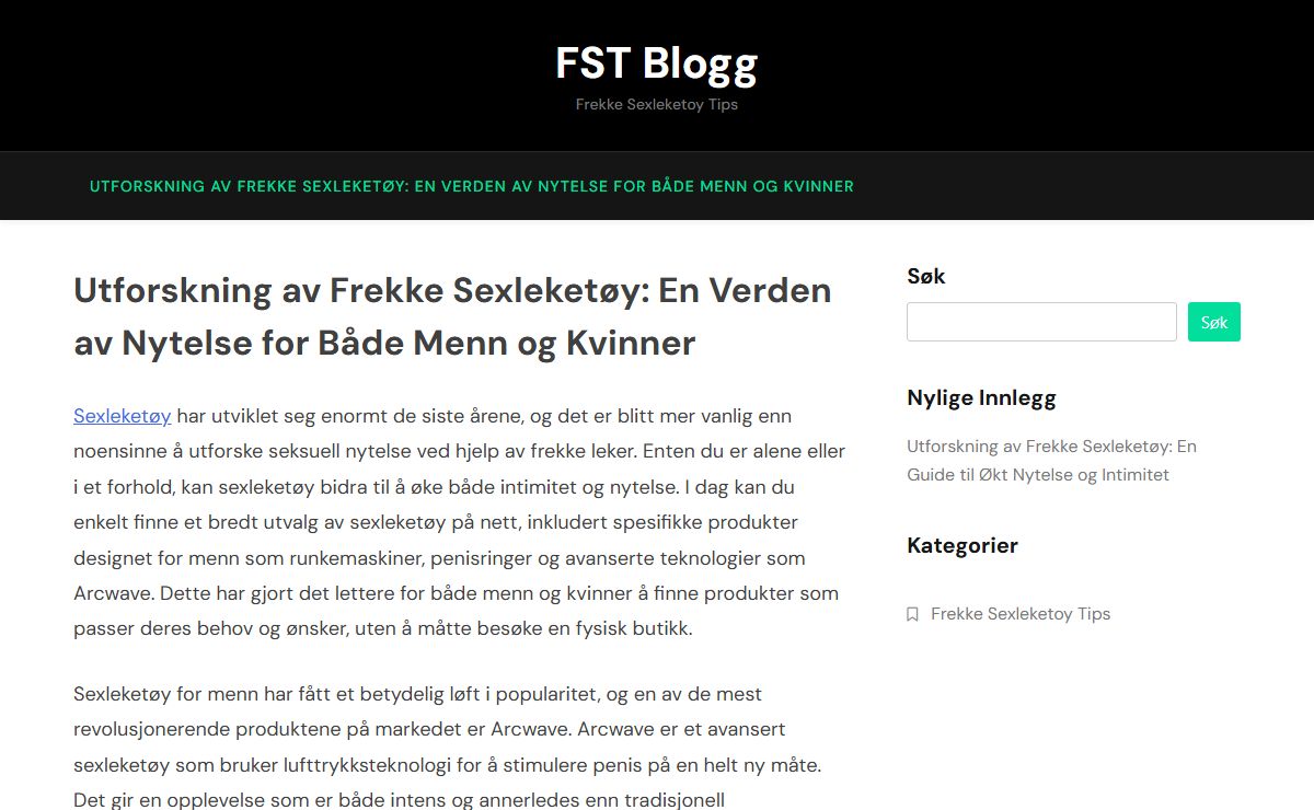 Utforskning av Frekke Sexleketøy: En Verden av Nytelse for Både Menn og Kvinner - FST Blogg