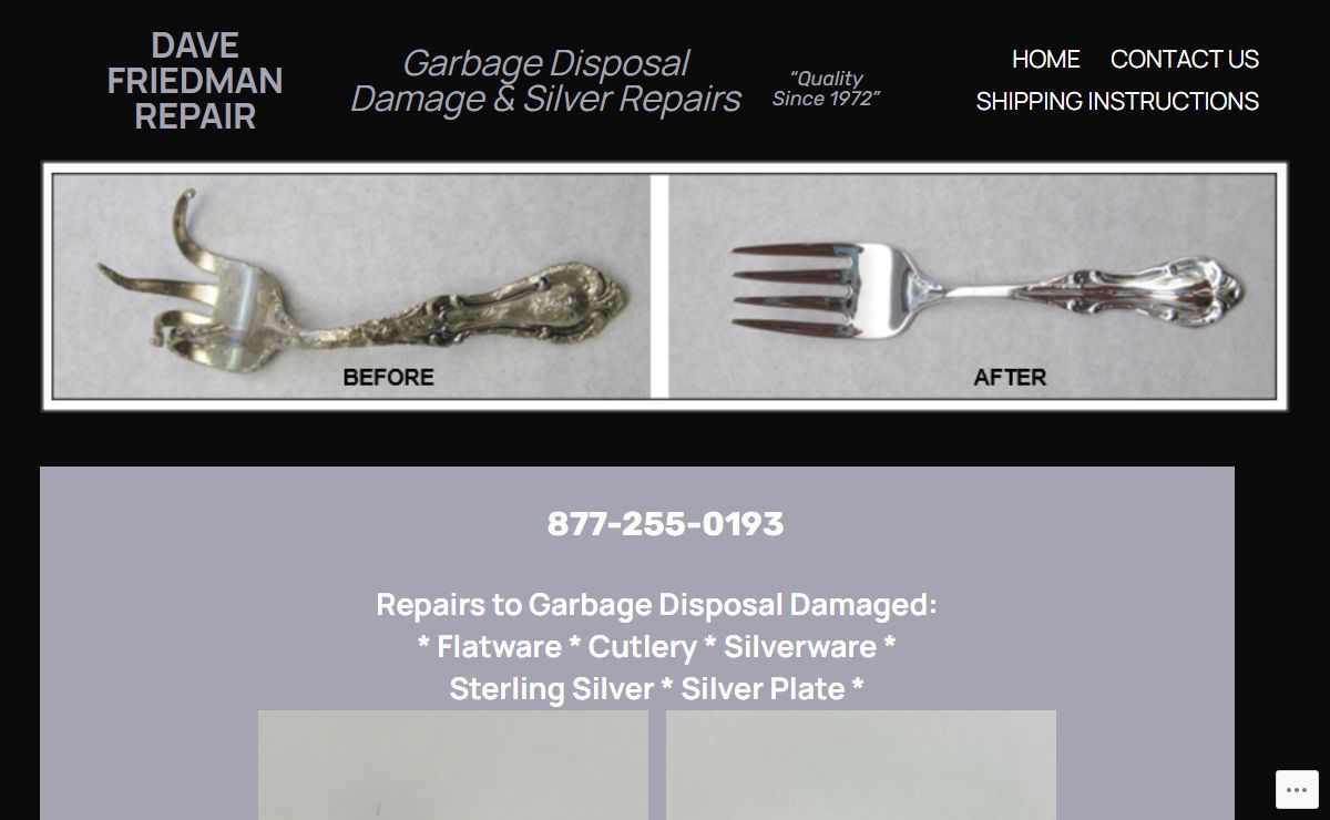 Dave Friedman Repair – Garbage Disposal Damage & Silver Repairs
