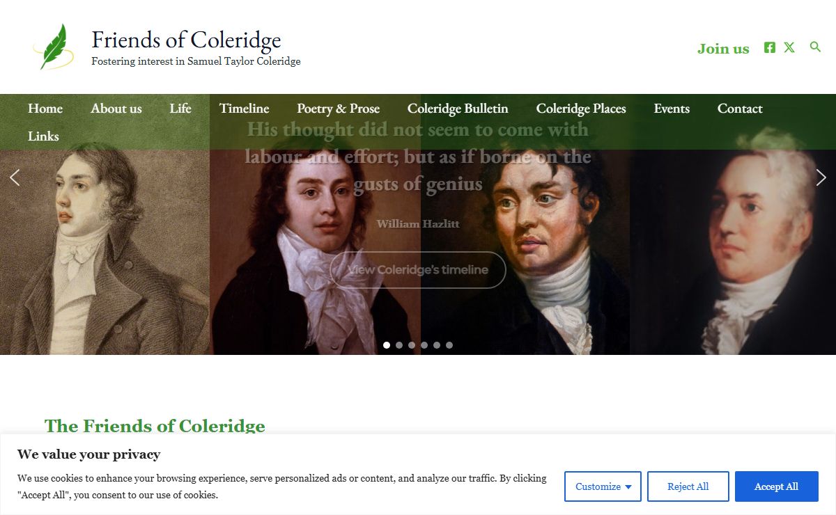 Friends of Coleridge – Fostering interest in Samuel Taylor Coleridge