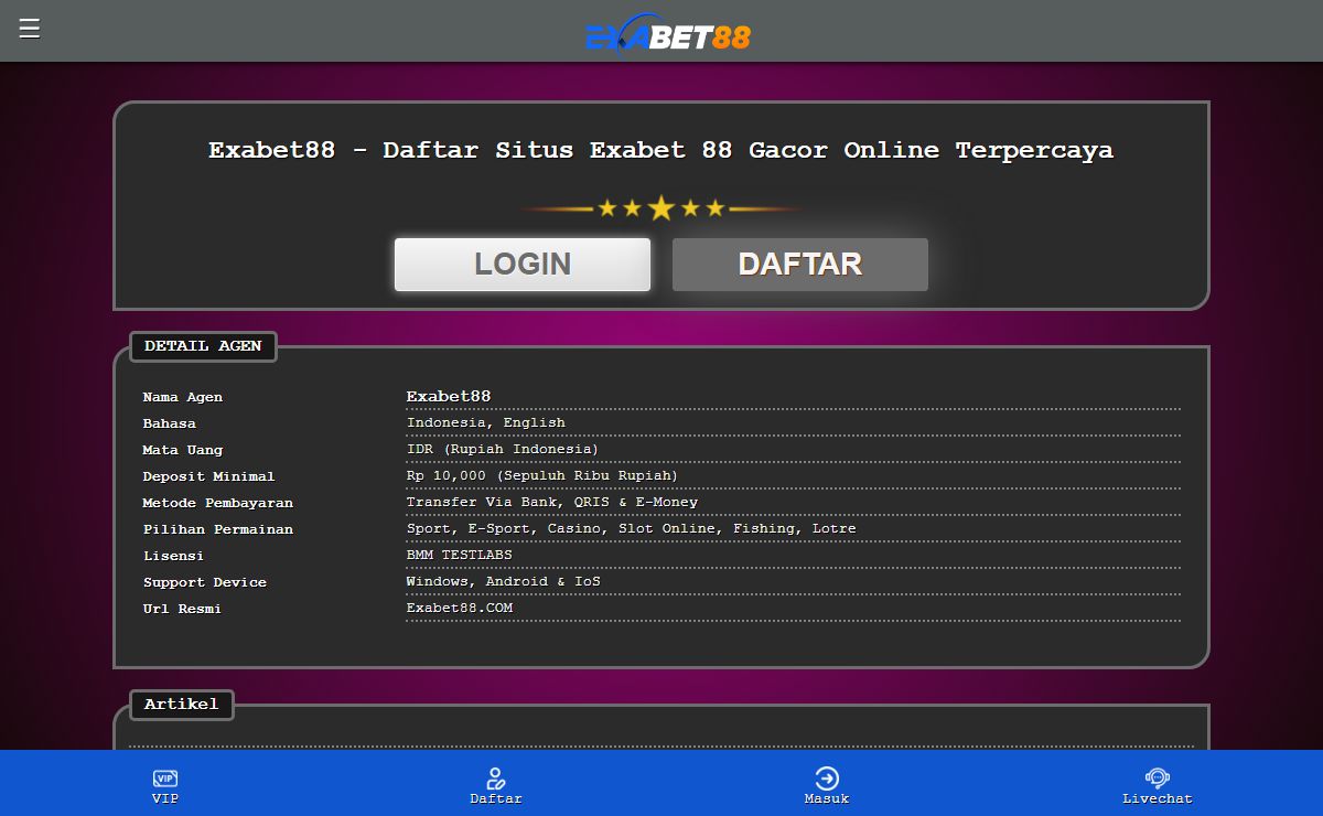 Exabet88 Situs Judi Slot Online Gacor Exabet 88 Asia