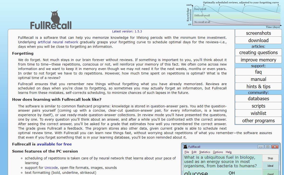 Fullrecall, effective memorization