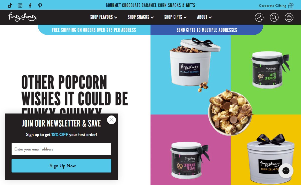 Funky Chunky | Gourmet Popcorn and Pretzel Mixes | Caramel Corn