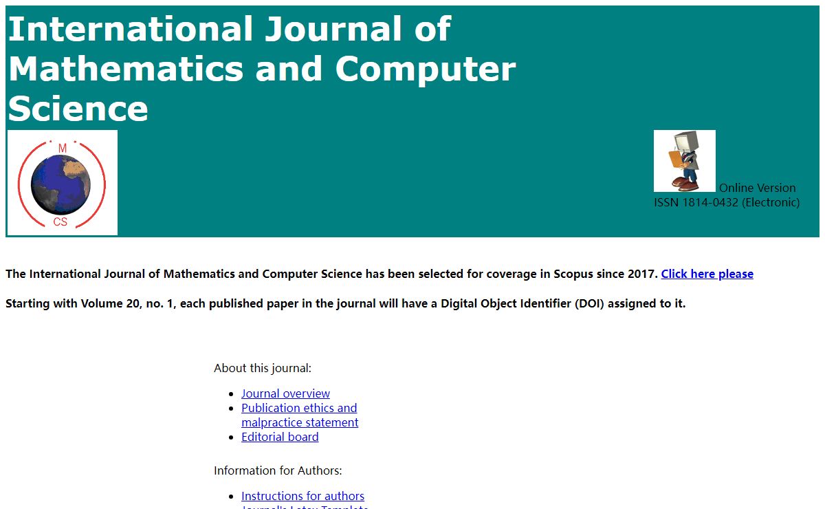 International Journal of Mathematics and Computer Science