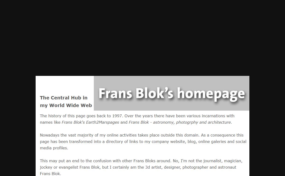 Frans Blok's homepage - visualisation, design, photography and space
