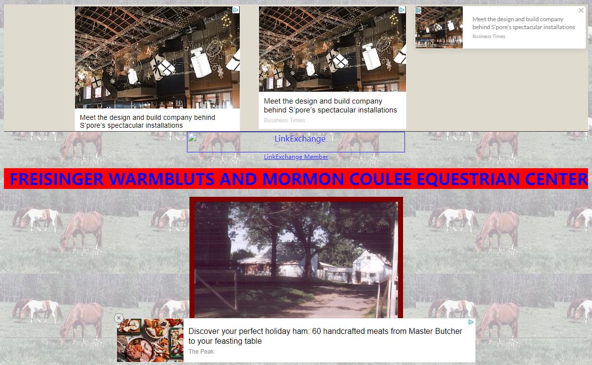 Freisinger Warmbluts and <P>Mormon Coulee Equestrian Center Homepages