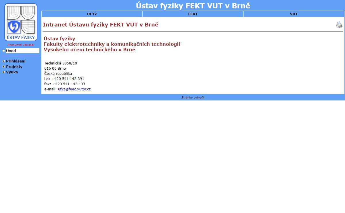 Ústav fyziky FEKT VUT v Brně - Intranet Ústavu fyziky FEKT VUT v Brně