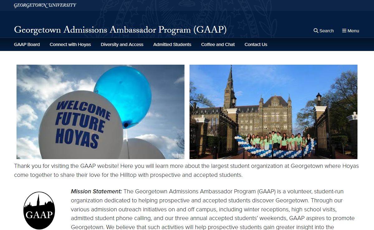 Georgetown Admissions Ambassador Program (GAAP) | Georgetown University