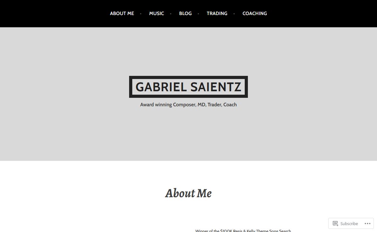 Gabriel Saientz – Award winning Composer, MD, Trader, Coach