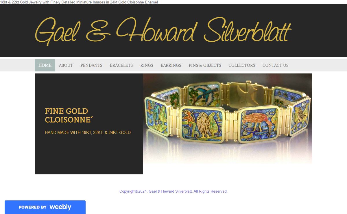 Gael  &  Howard  Silverblatt - Gold Jewelry of finely detailed cloisonne enamels