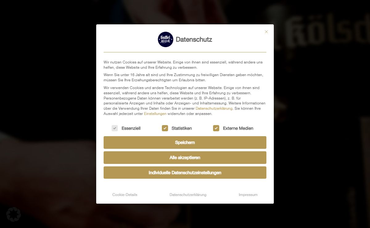 Gaffel. Besonders Kölsch.