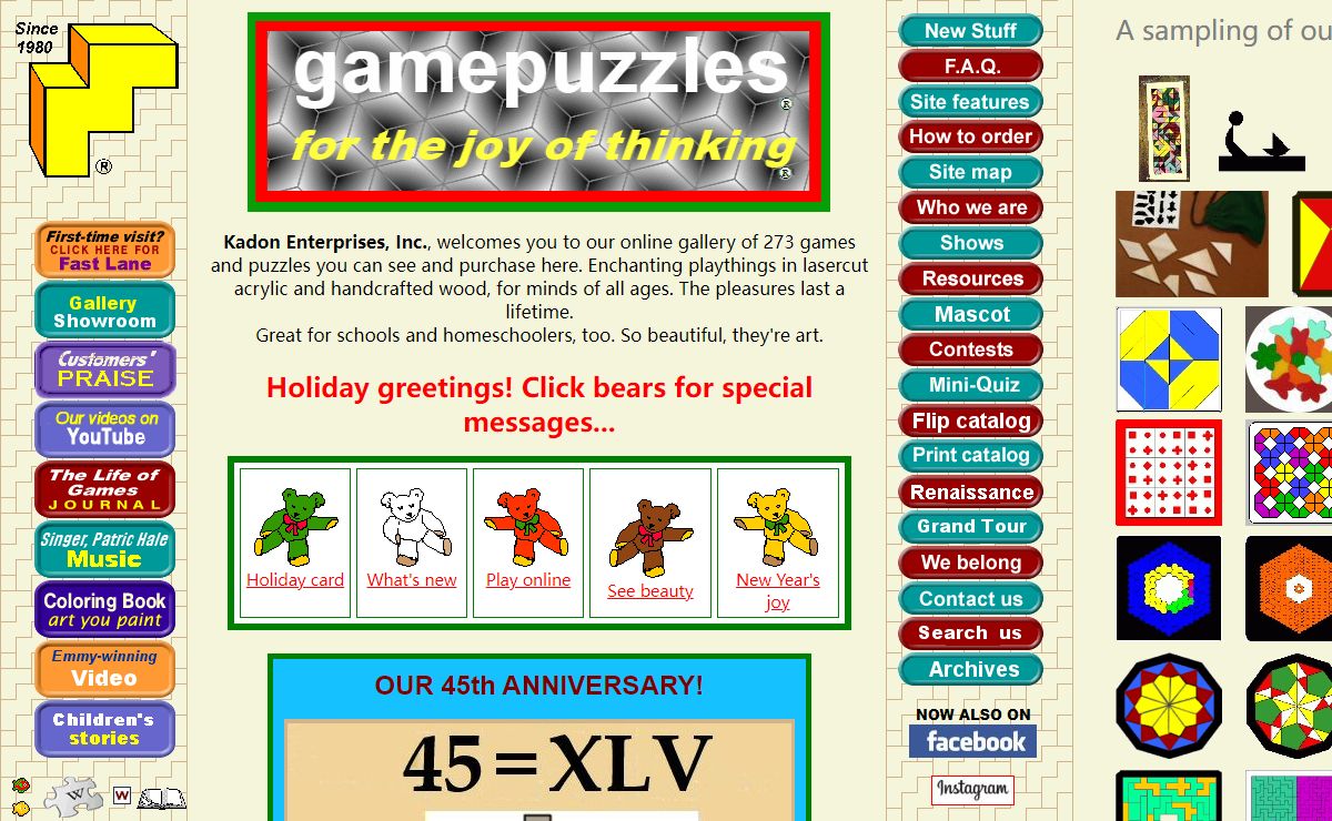 Kadon Enterprises, Inc. GAMEPUZZLES for the joy of thinking