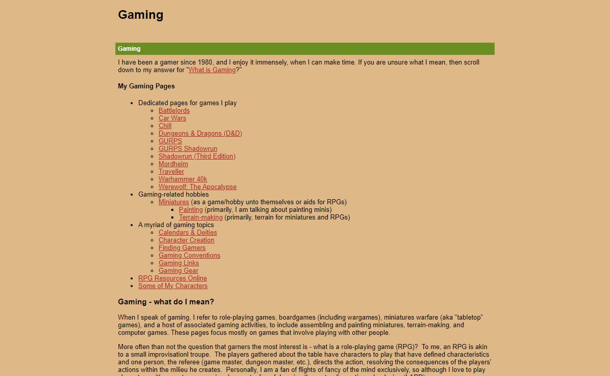 The Casavants' Gaming Web Pages