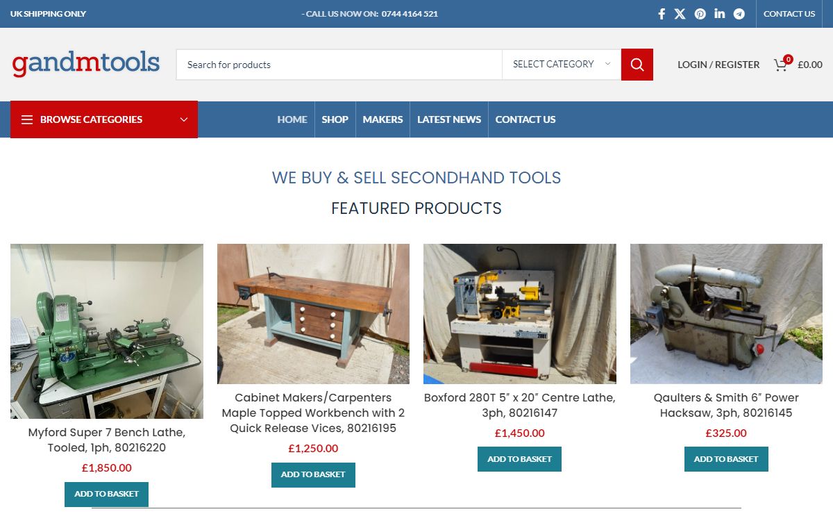 secondhand Tools - used Lathes, machine tools for Tradesmen