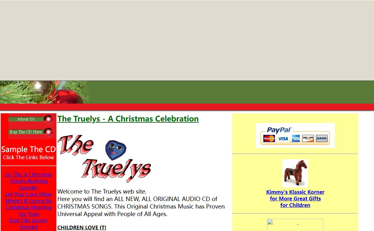 The Truelys - A Christmas Celebration, an ALL NEW, ALL ORIGINAL AUDIO CD of CHRISTMAS SONGS