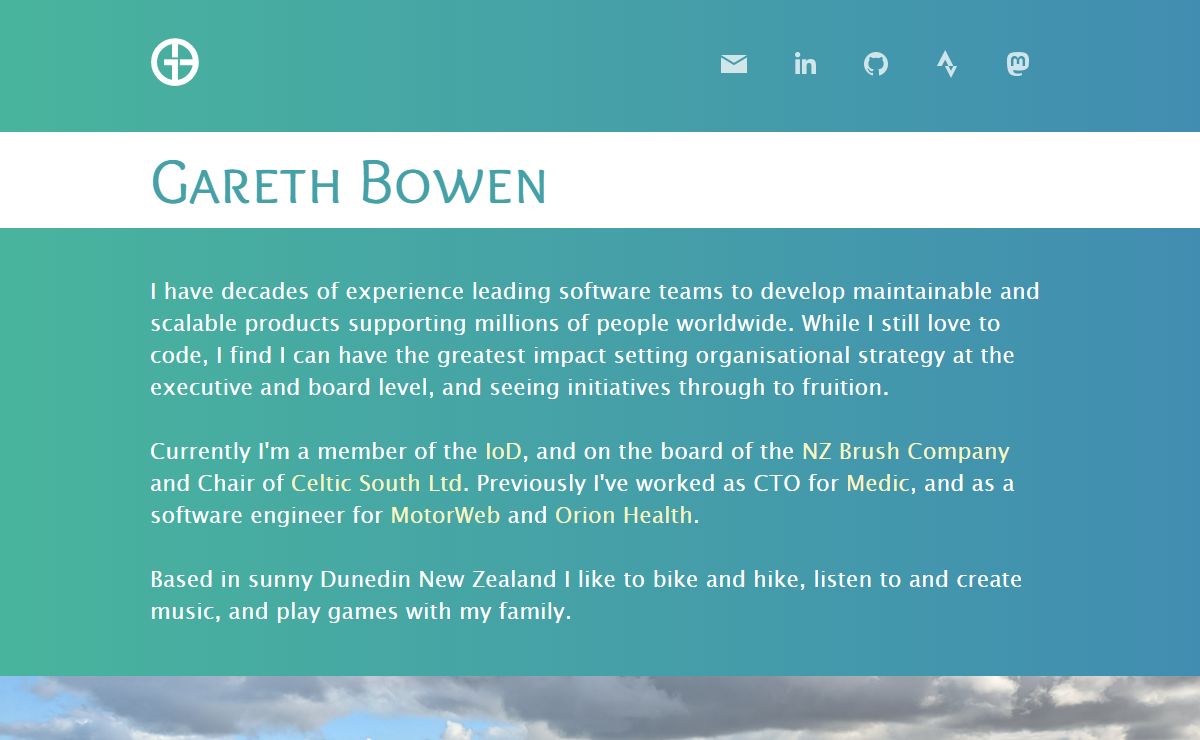 Gareth Bowen - Technology, Music, Biking, Hiking, Dunedin, New Zealand