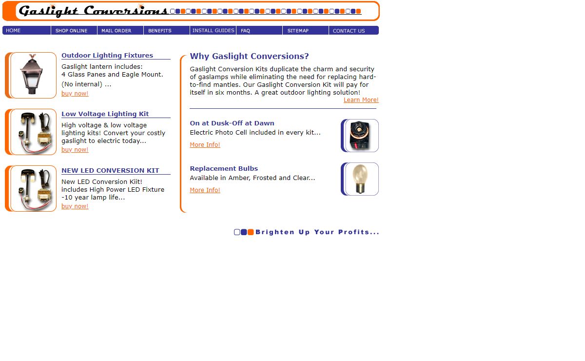 outdoor lighting fixtures - yard lights - gaslight conversions - low voltage lighting
