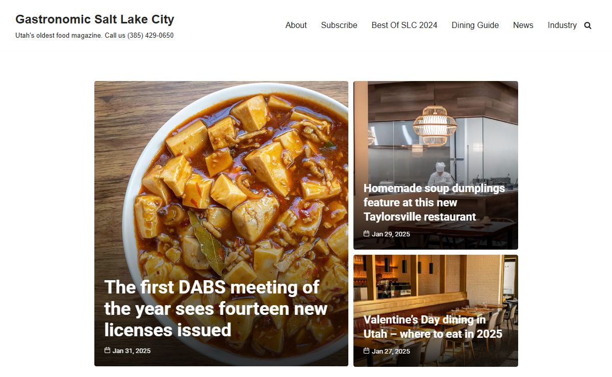 Gastronomic Salt Lake City – Utah's oldest food magazine. Call us (385) 429-0650