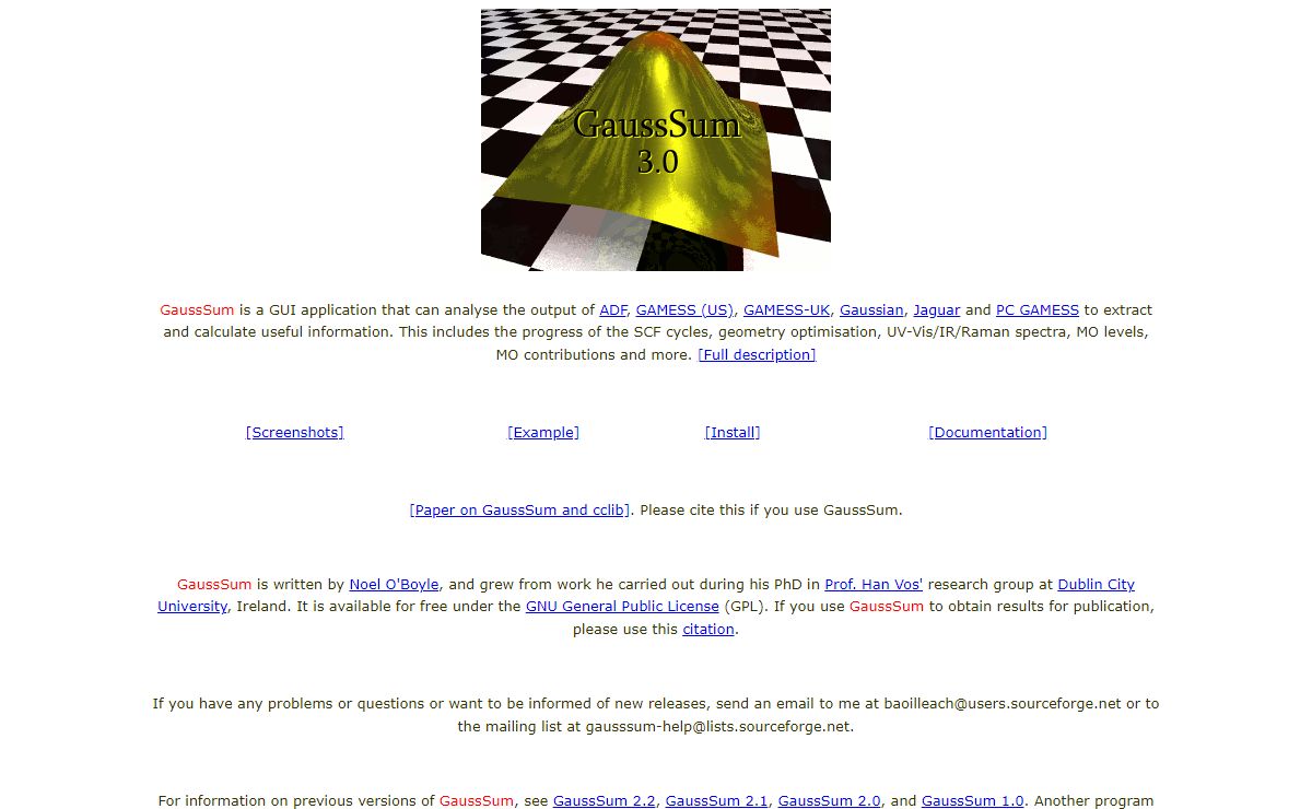 GaussSum: analyse ADF, GAMESS, GAMESS-UK, Gaussian, Jaguar and PC GAMESS output files