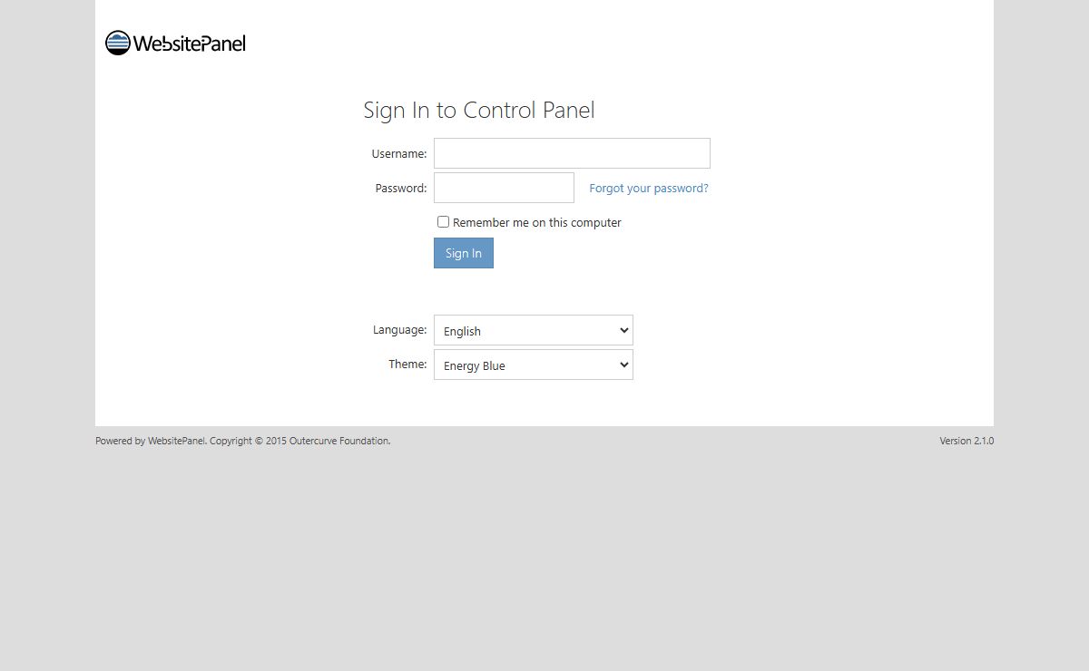 WebsitePanel - Sign In