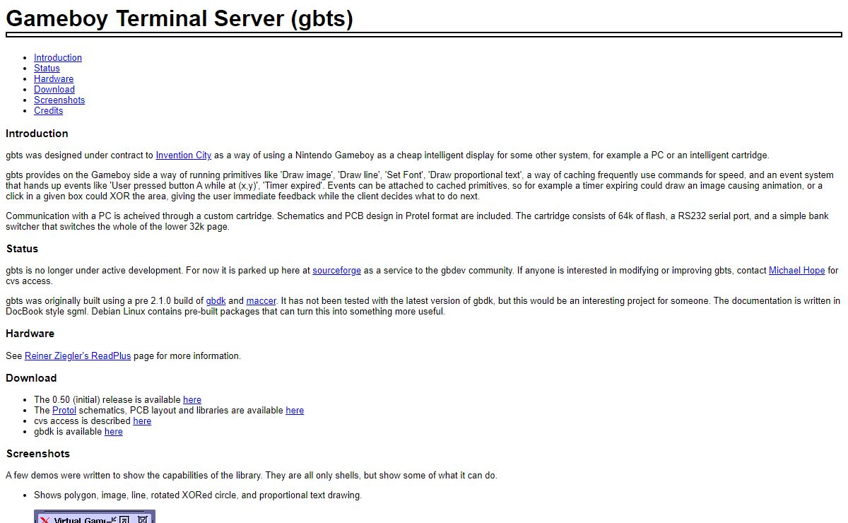 Gameboy Terminal Server (gbts)