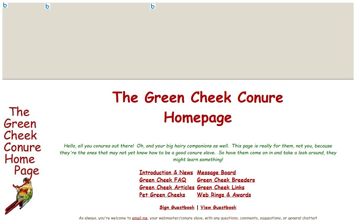 The Green Cheek Conure Homepage