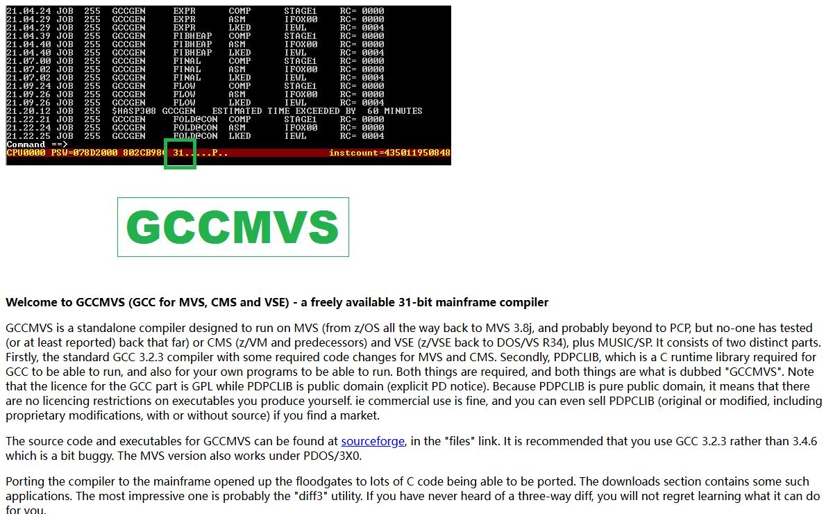 GCCMVS - GCC for MVS and CMS