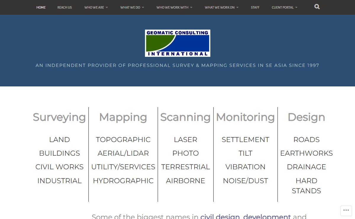 An independent provider of professional Survey & mapping services in SE Asia since 1997