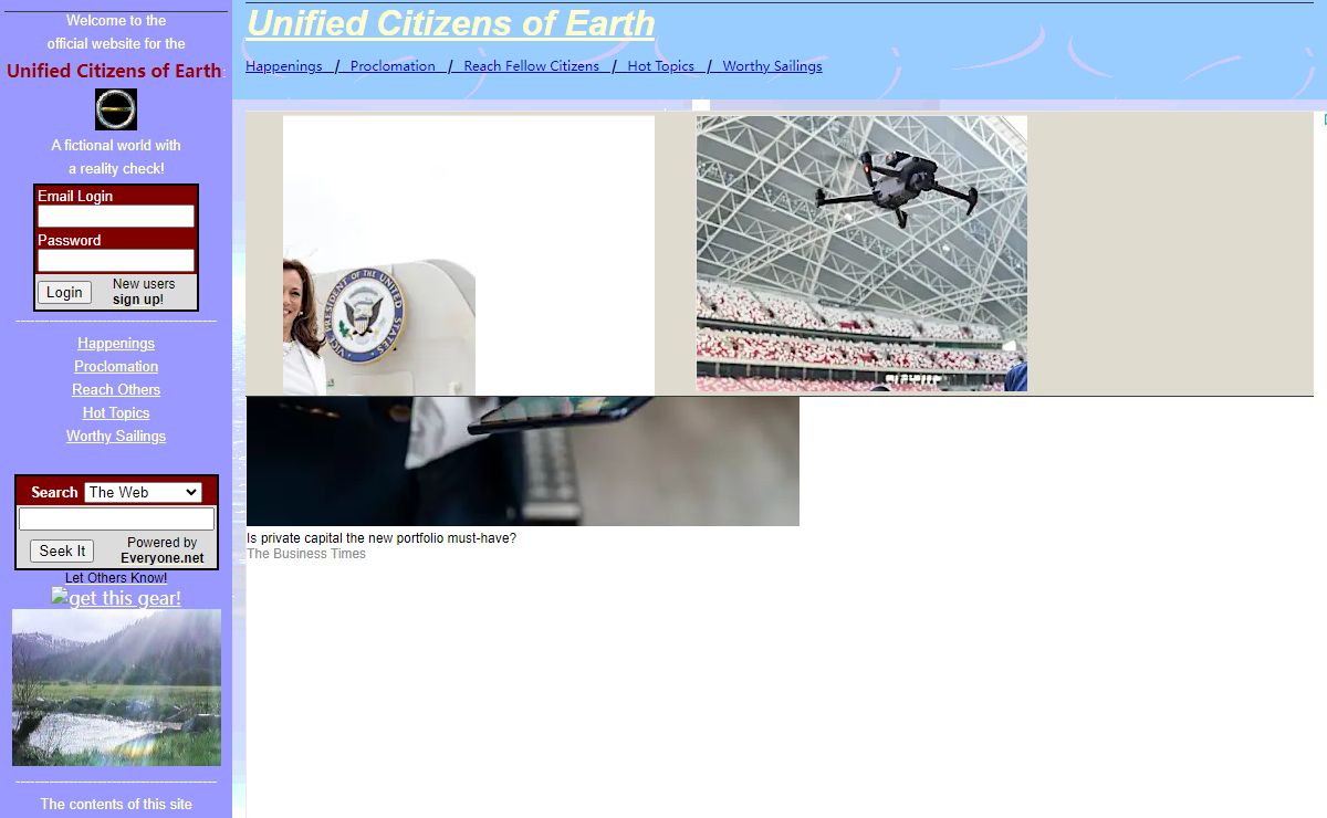 Unified Citizens of Earth: A Fictional World w/a Reality Check