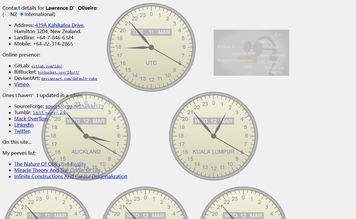 The home page of Lawrence D’Oliveiro