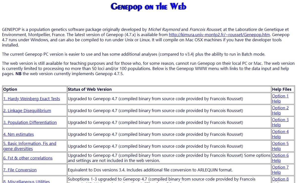 Genepop on the Web