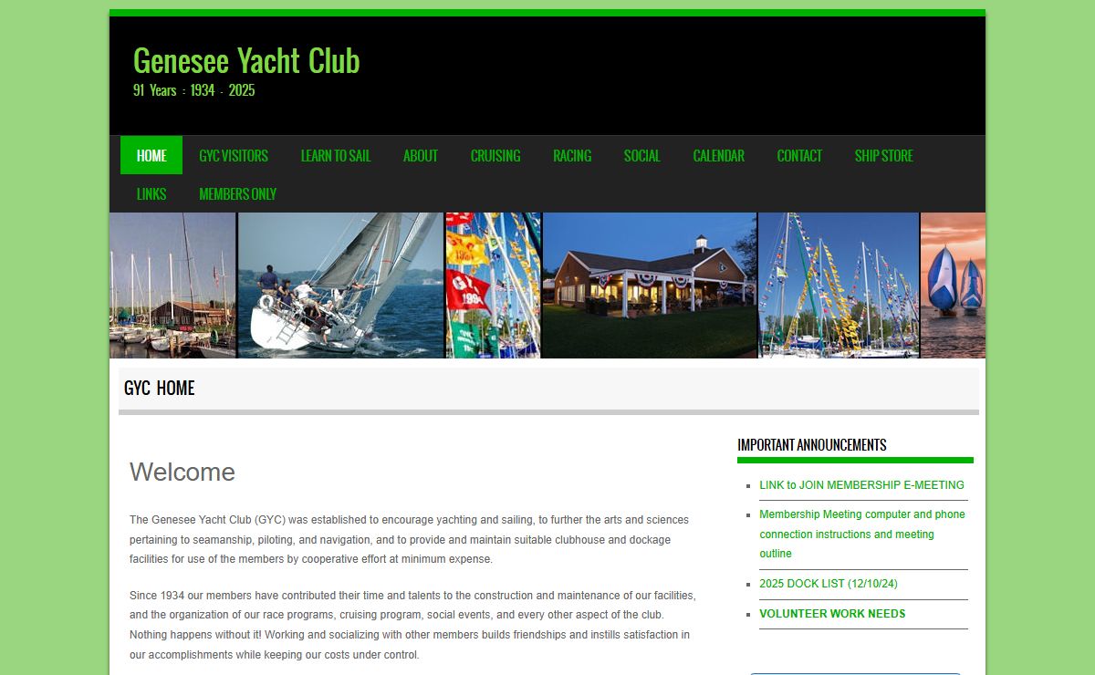 Genesee Yacht Club – 91 Years : 1934 – 2025