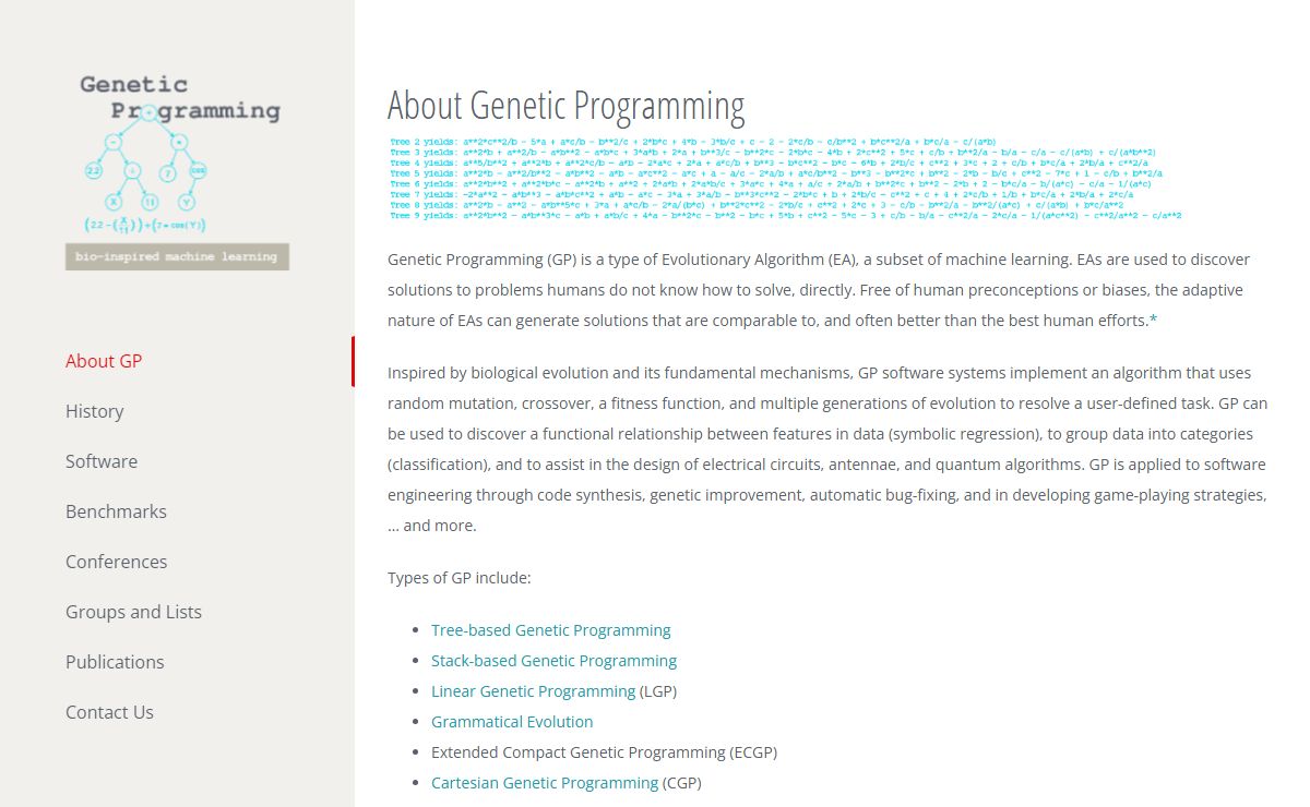 Genetic Programming – An Evolutionary Algorithm for Machine Learning