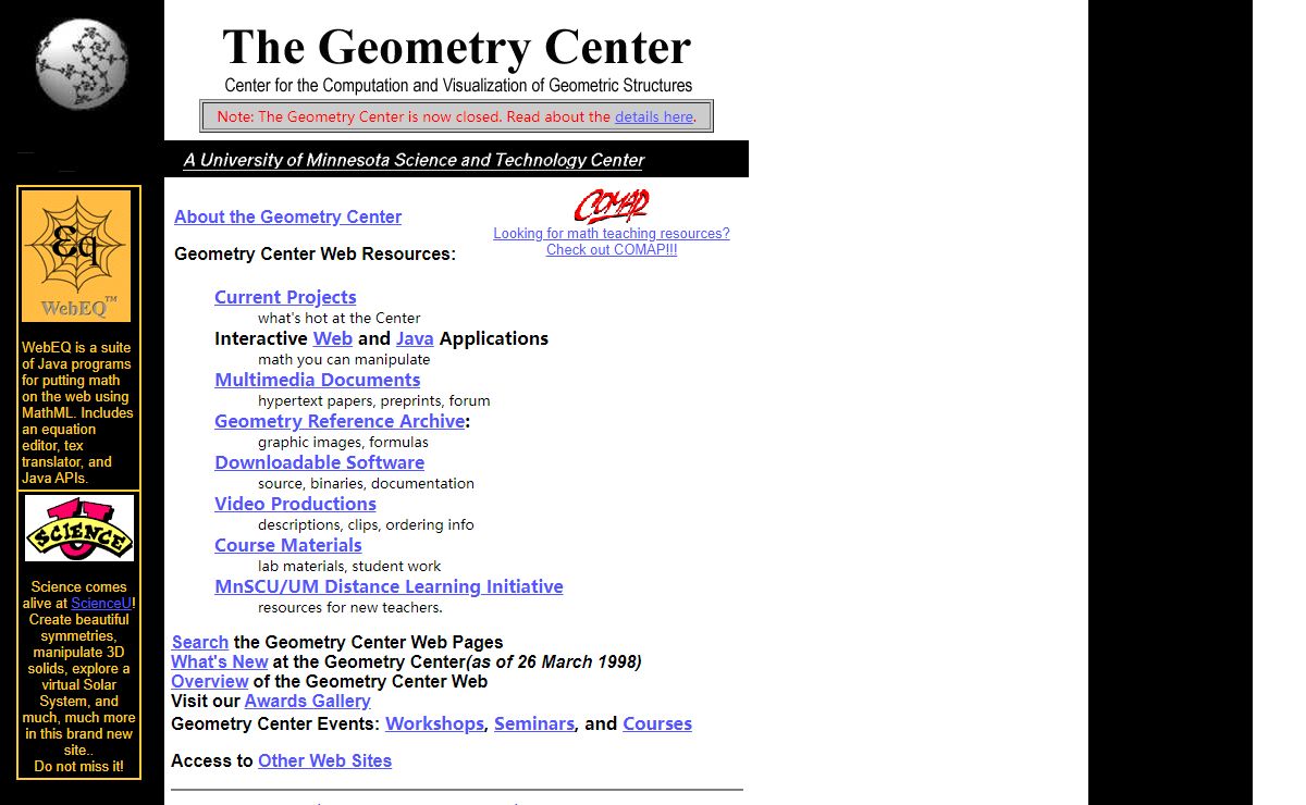 The Geometry Center Welcome Page