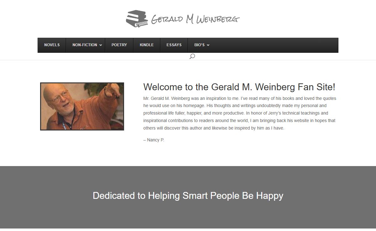 Gerald Weinberg Author & Books | Jerry Weinberg Fan Site