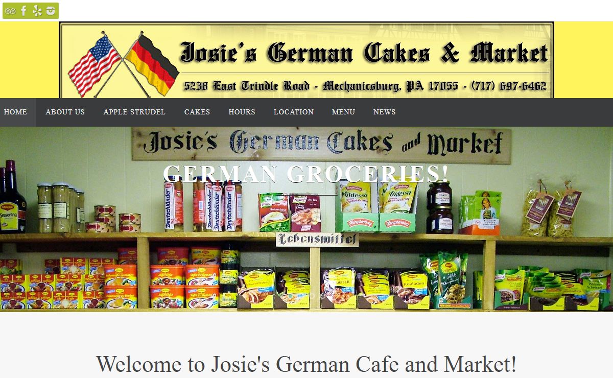 Josie's German Cafe & Market | 5238 E. Trindle Road, Mechanicsburg PA 17050 | (717) 697-6462 – German dining, groceries, and deli meats as well as desserts