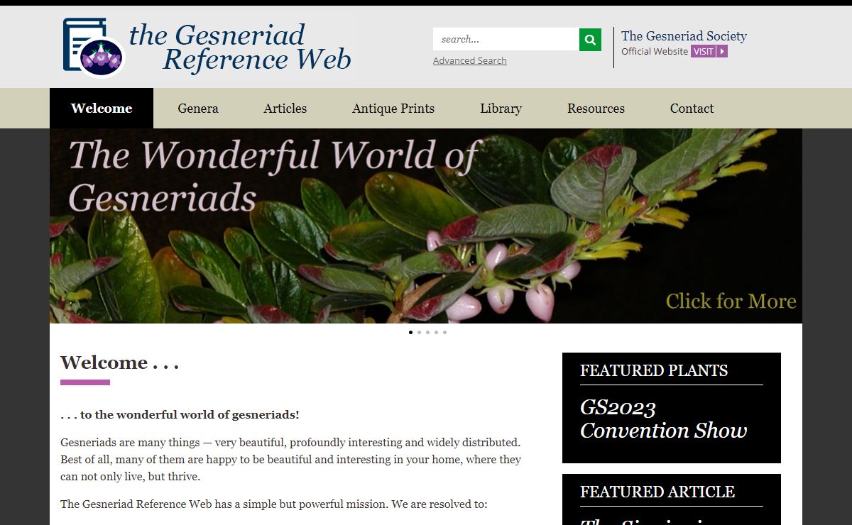 Gesneriad Reference Web | Documenting the Gesneriaceae
