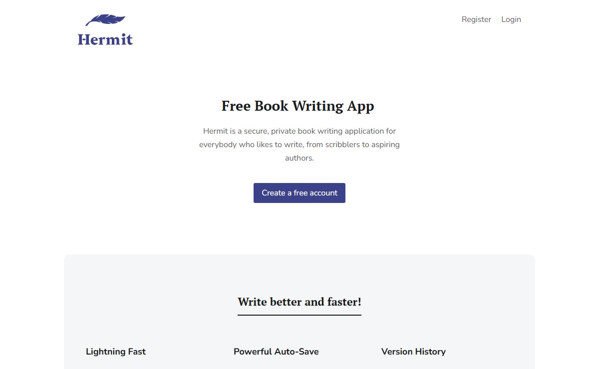 Free Book Writing App | Hermit