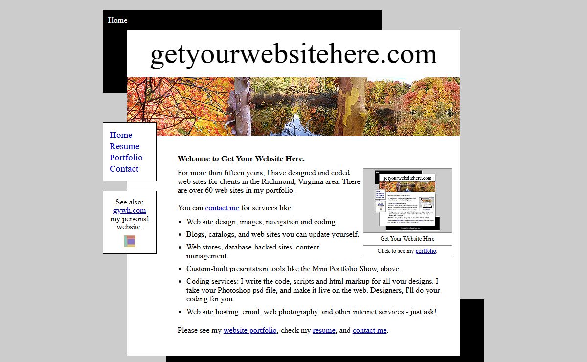 Get Your Website Here - web site design code script internet Thomas James Allen Richmond Virginia