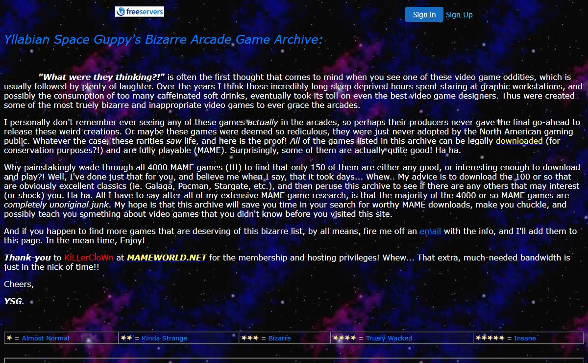 YSG's Bizarre Arcade Game Archive