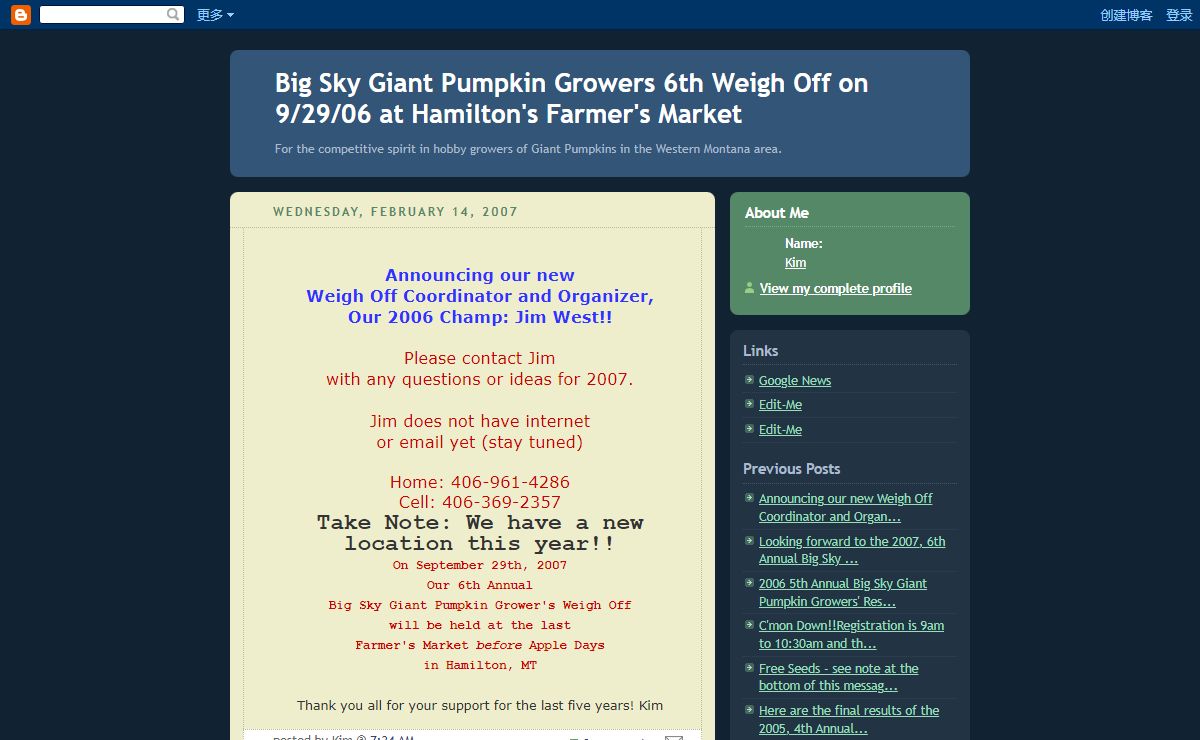 Big Sky Giant Pumpkin Growers 6th Weigh Off on 9/29/06 at Hamilton's Farmer's Market
