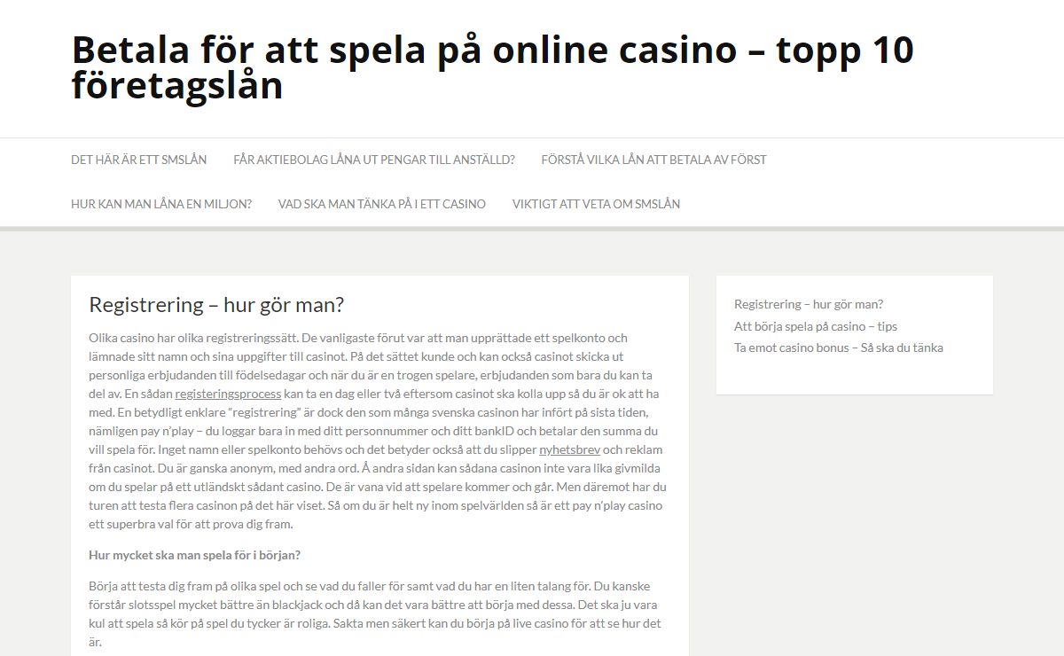 Betala för att spela på online casino – topp 10 företagslån