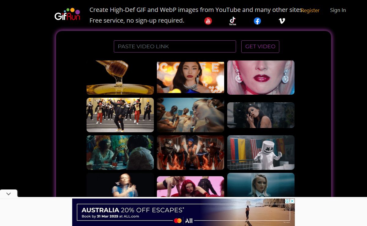 Online GIF Maker - Create High-Definition GIFs and WebP Images from Video, YouTube and Many Other Sources.