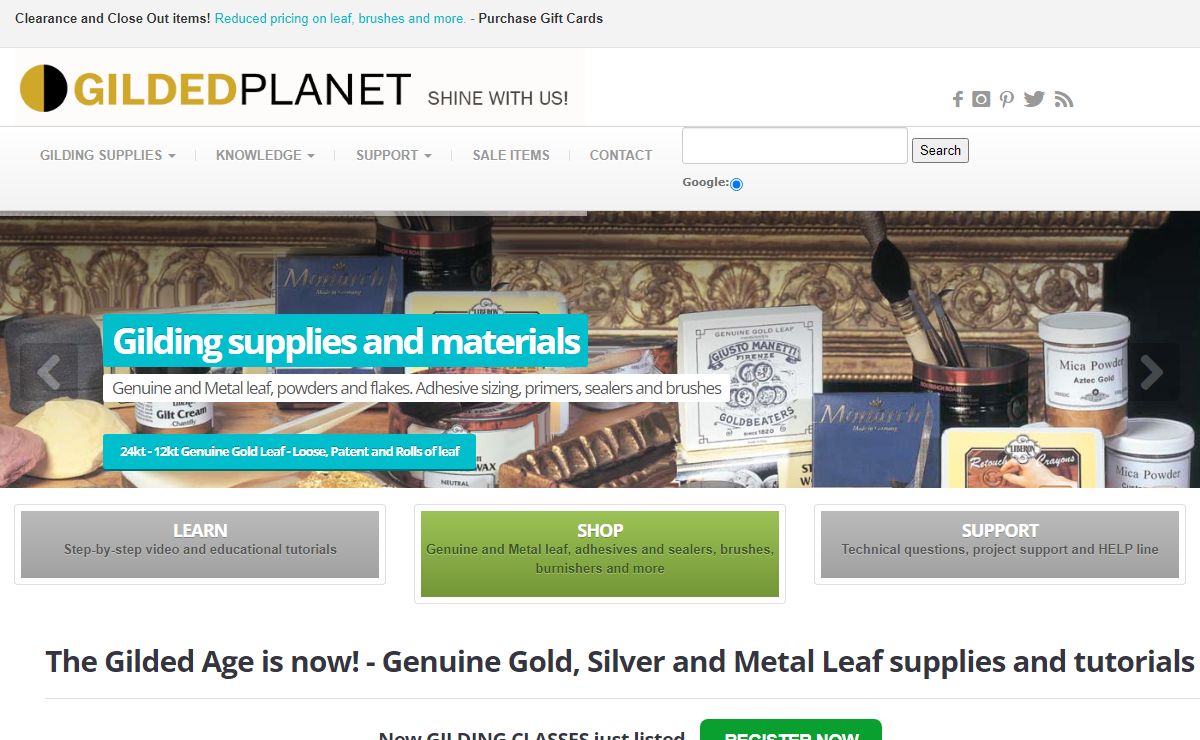 GildedPlanet.com - Genuine Gold, Silver and Metal Leaf supplies and tutorials