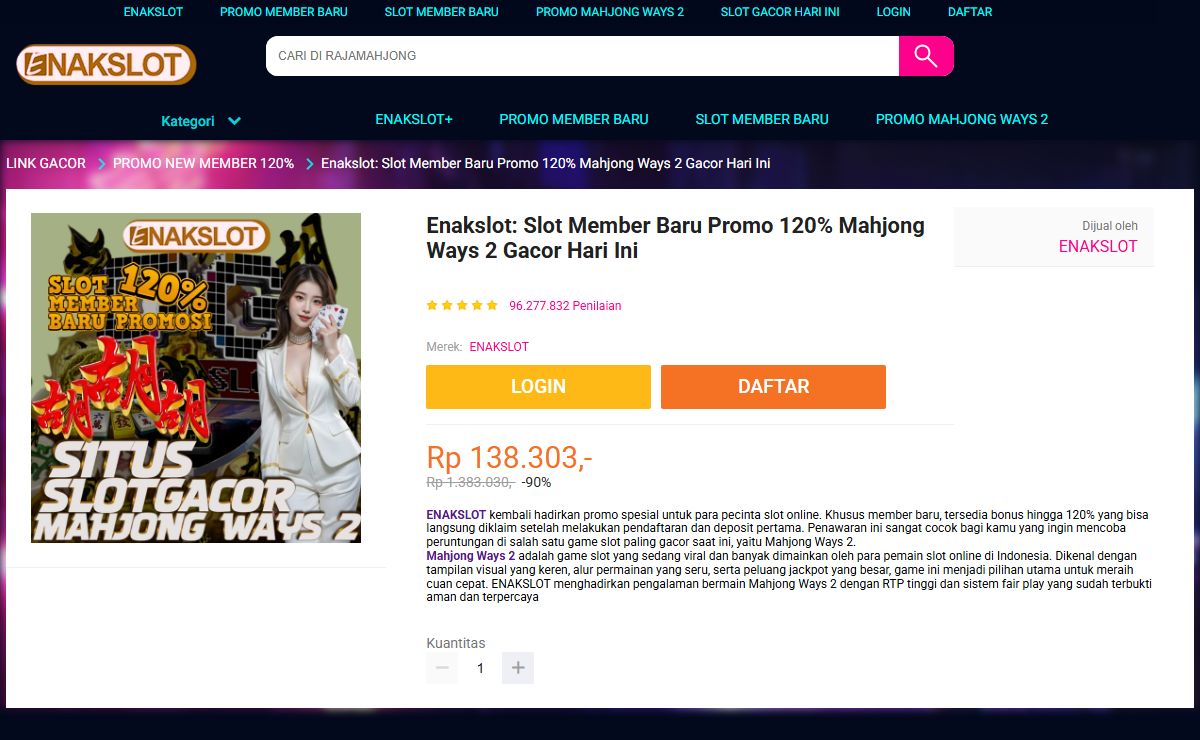 Enakslot: Slot Member Baru Promo 120% Mahjong Ways 2 Gacor Hari Ini