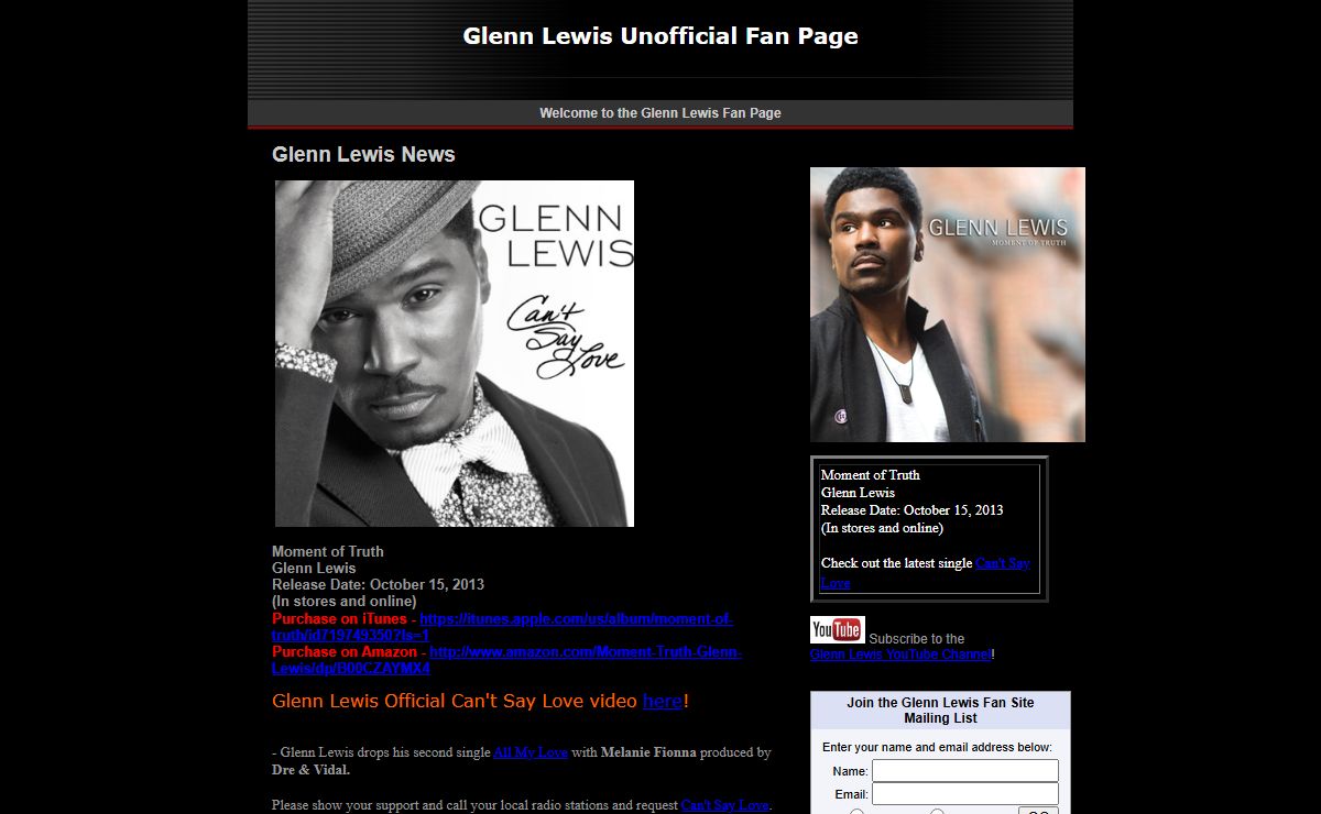 Welcome to the Glenn Lewis Fan Page