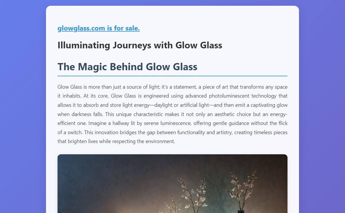 Illuminating Journeys with Glow Glass