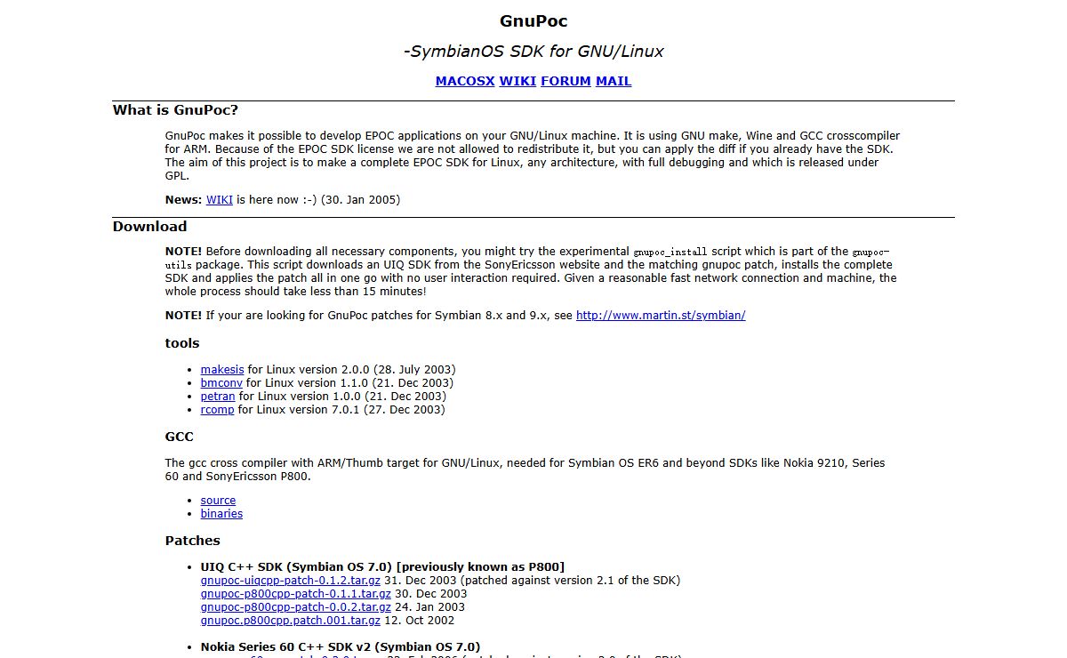 GnuPoc - SymbianOS SDK for GNU/Linux