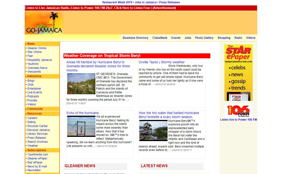 Go - Jamaica - Jamaica's Portal to the World - Gleaner News, Coronavirus Coverage, Weather Forecasts, Jobs and more